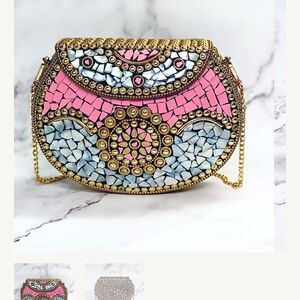 Elegant Mosaic Pink and Blue Clutch